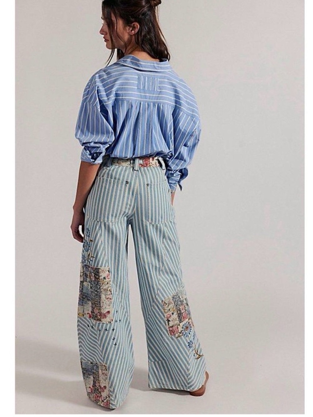 Free People Runyon Patched Floral Embroidered Pants West Ridge Size 8 - Picture 2 of 5